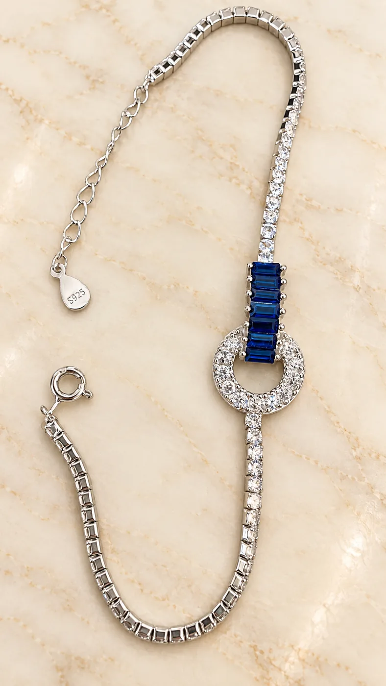 Blue Stone Silver Bracelet
